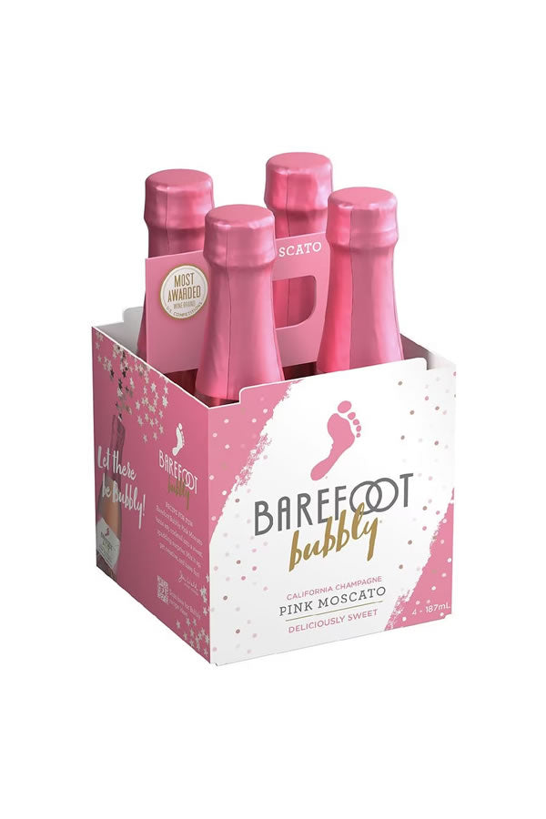 Barefoot Bubbly Pink Moscato 4PK 187ML