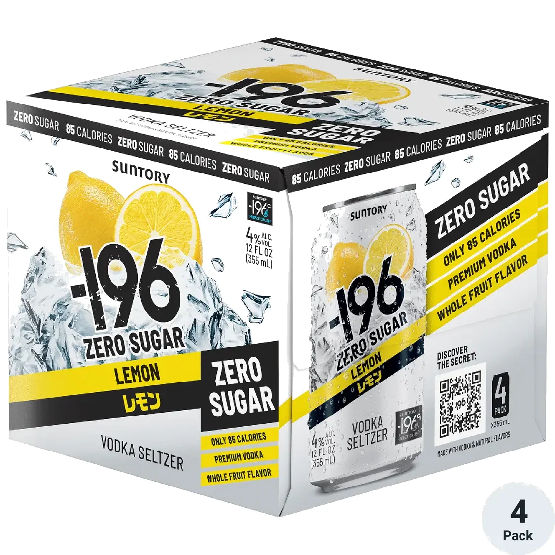 Minus 196 Zero Sugar Lemon Vodka Seltzer 4Pk