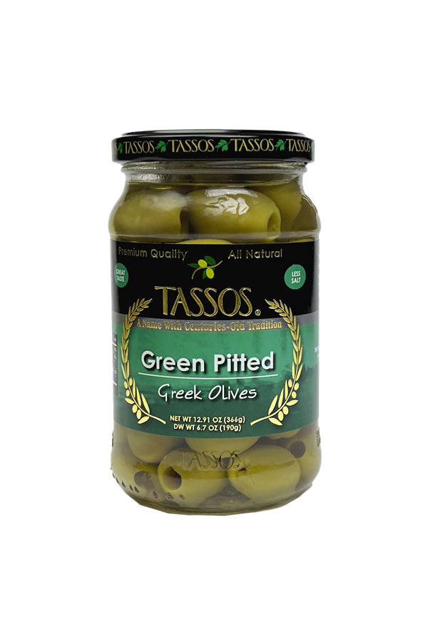 Tassos Green Pitted Olives 366G