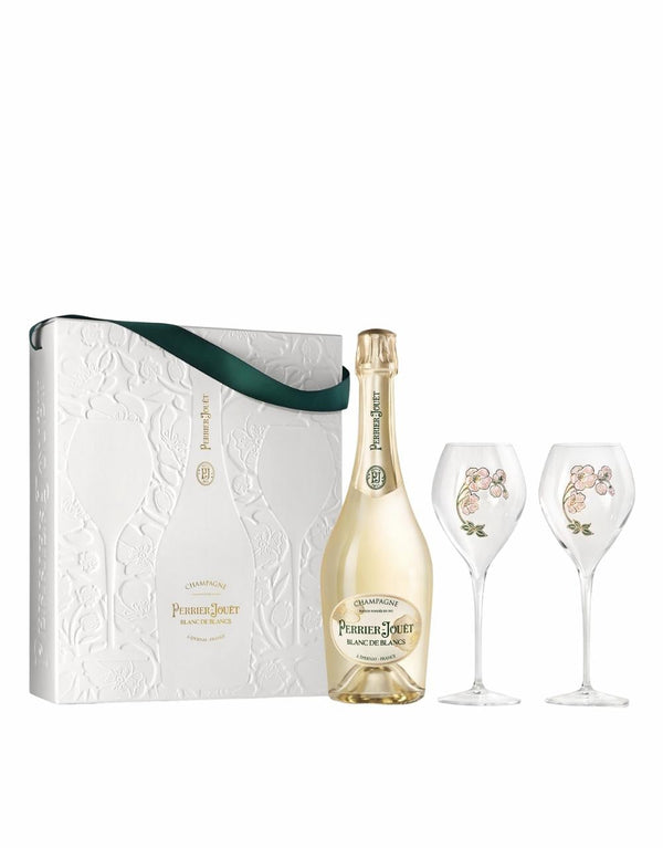 Perrier-Jouët Blason Blanc de Blancs Ecobox with Glasses