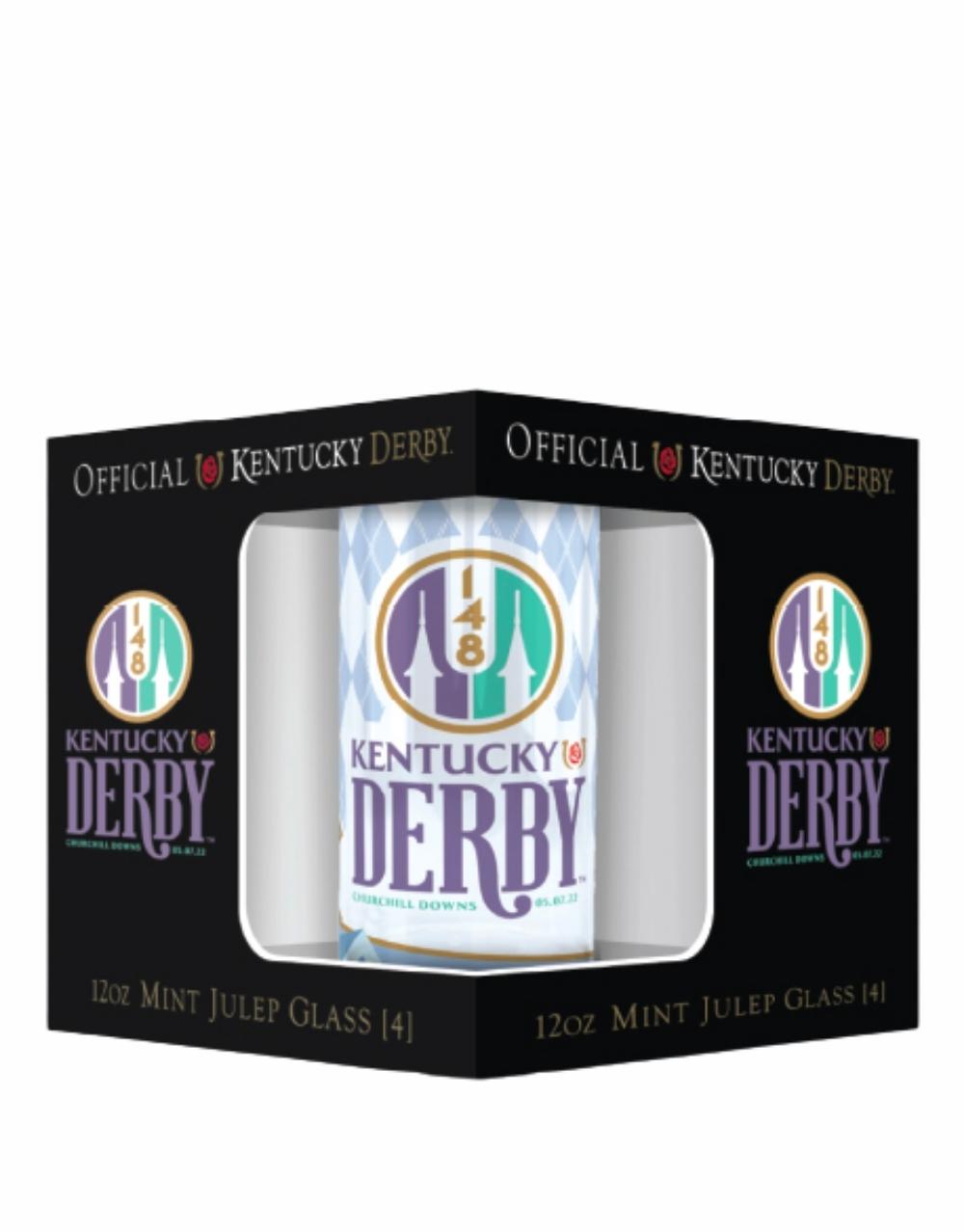 Pre-Order: WOODFORD RESERVE® 2022 KENTUCKY DERBY® 148 BOTTLE with 2022 Kentucky Derby Mint Julep Glasses (4 Pack)