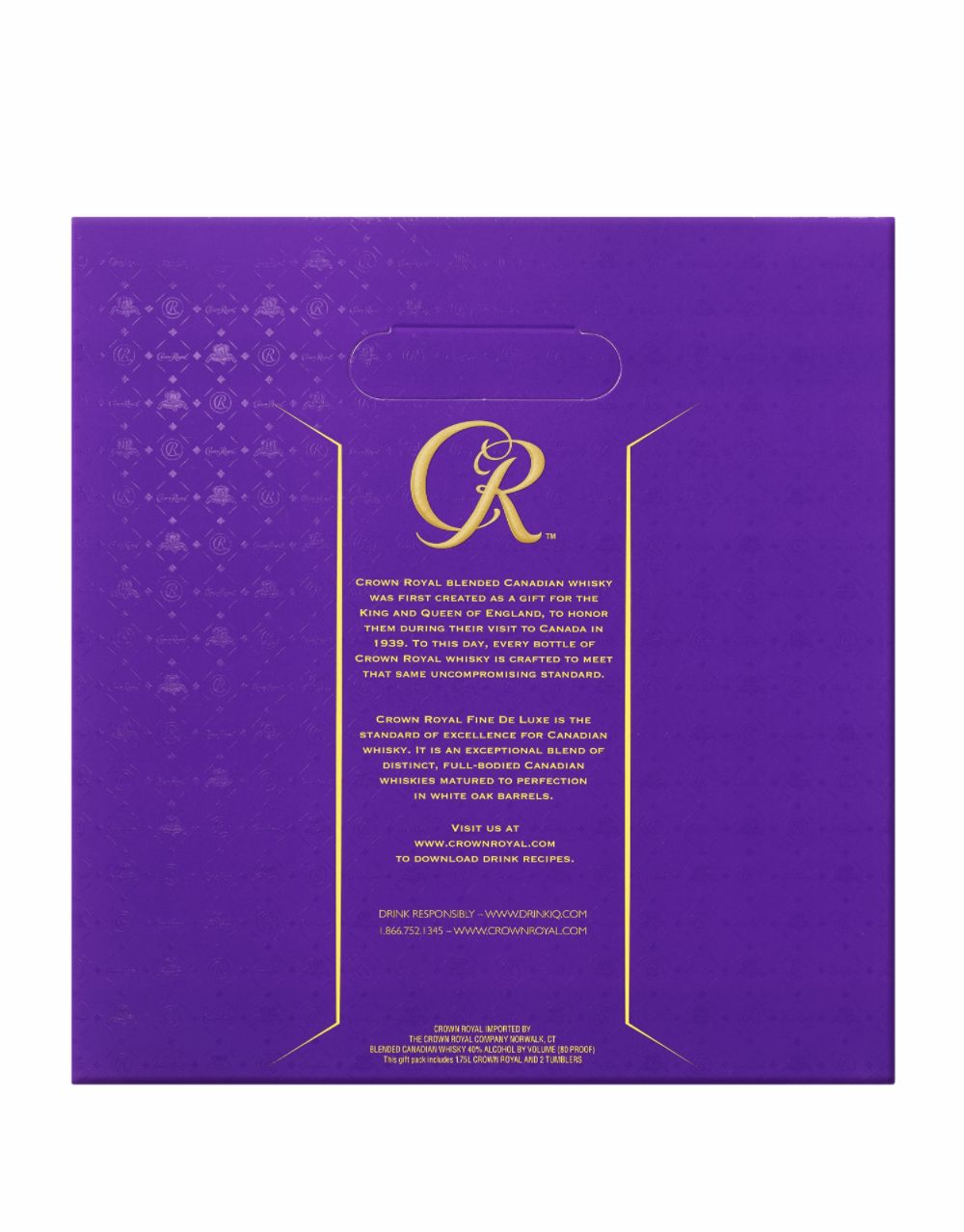 Crown Royal Fine de Luxe Blended Canadian Whisky (1.75L) with Two Signature Rocks Glasses