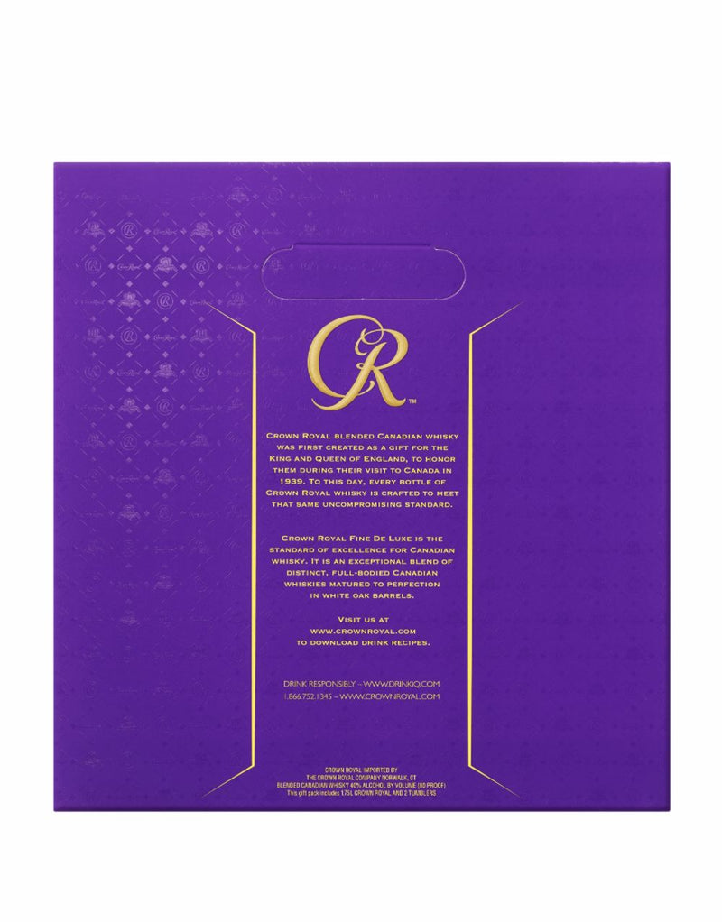 Crown Royal Fine de Luxe Blended Canadian Whisky (1.75L) with Two Signature Rocks Glasses