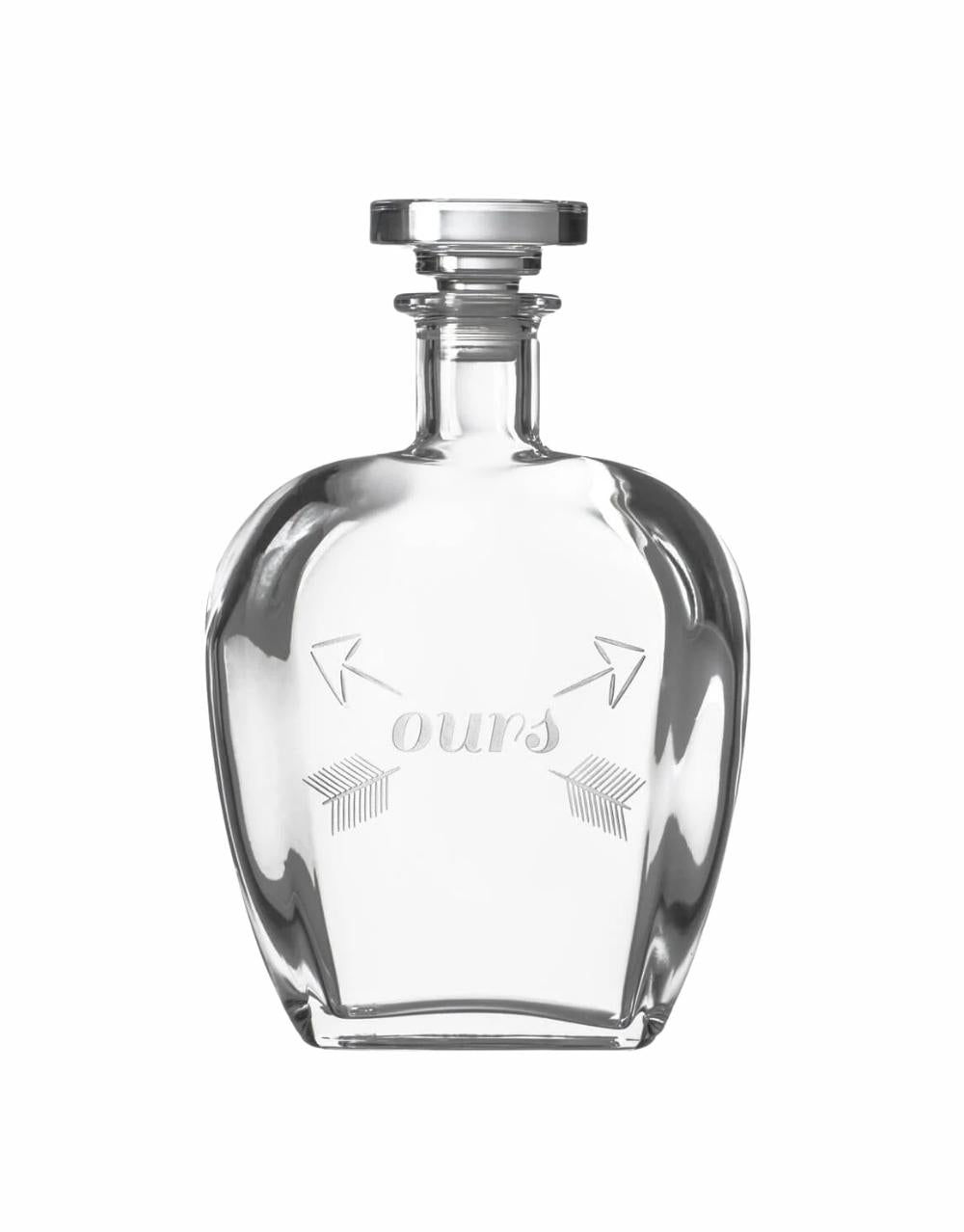 Rolf Glass HIS, HERS AND OURS WHISKEY DECANTER AND ROCKS GLASSES (Set of 3)
