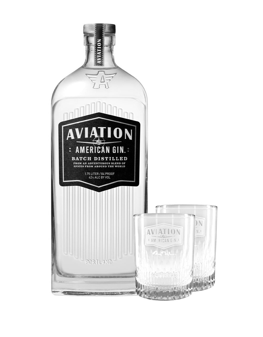 Aviation American Gin (1.75L) with Rolf Aviation Gin Branded  Glasses