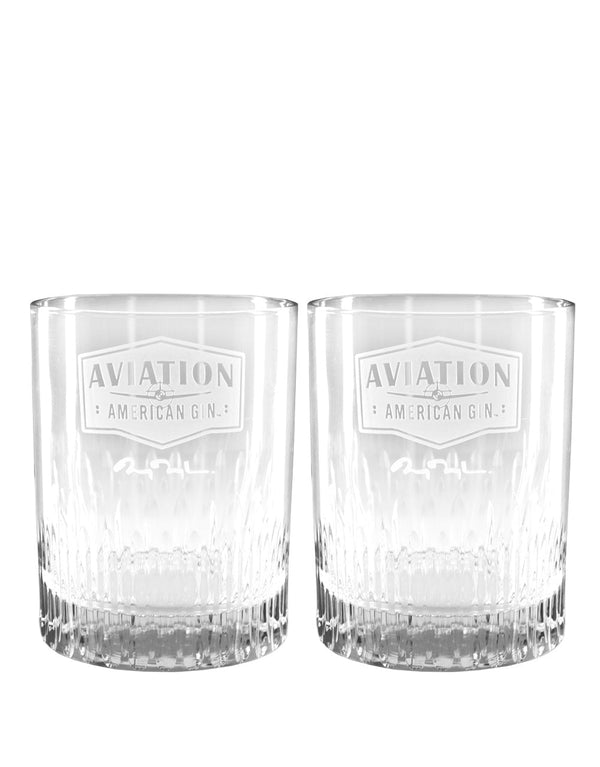 Rolf Bella Glasses Featuring Aviation American Gin Logo and Ryan Reynolds Signature (Set of 2)