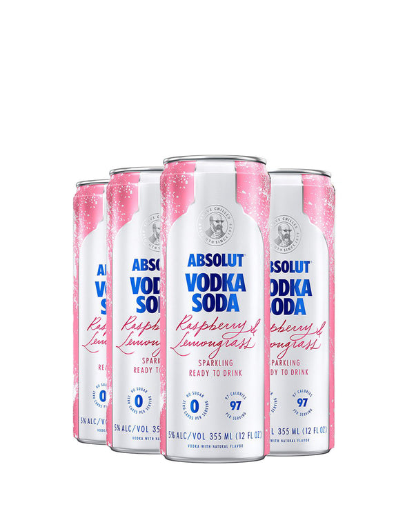 Absolut Vodka Soda Raspberry & Lemongrass (4 pack)