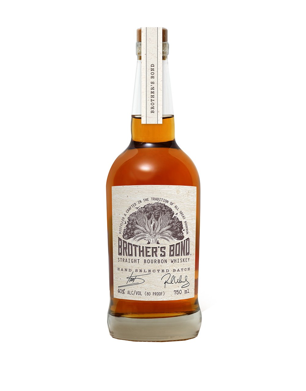 Brother's Bond Straight Bourbon Whiskey with Waterford Marquis Moments Double Old Fashioned (Set of 4)