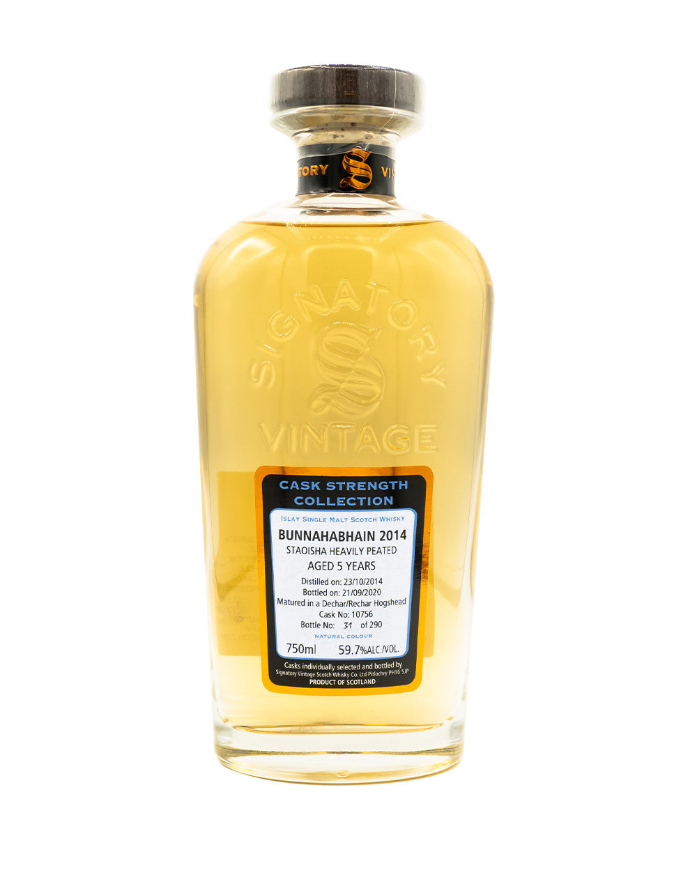 Signatory Single Cask Staoisha (heavily peated Bunnahabhain) 5 year (Cask #10756)