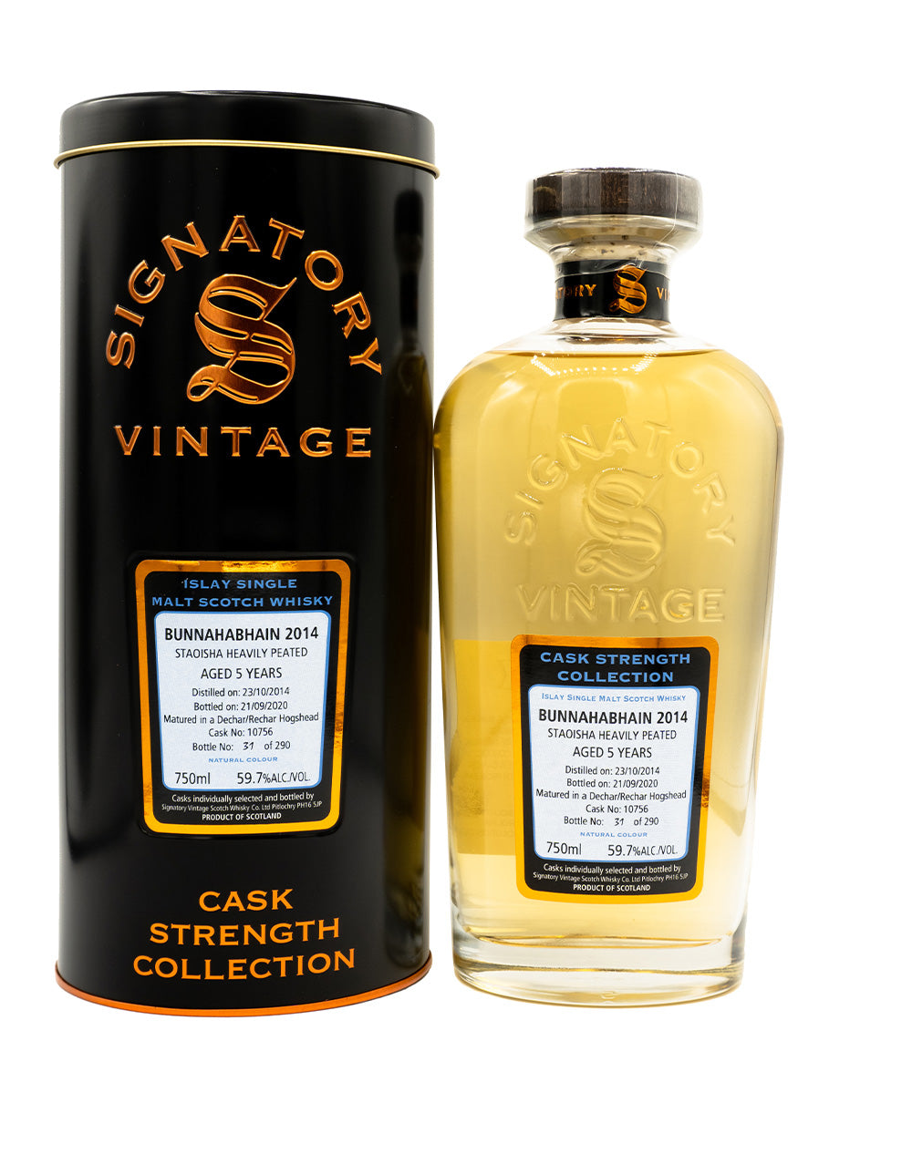 Signatory Single Cask Staoisha (heavily peated Bunnahabhain) 5 year (Cask #10756)