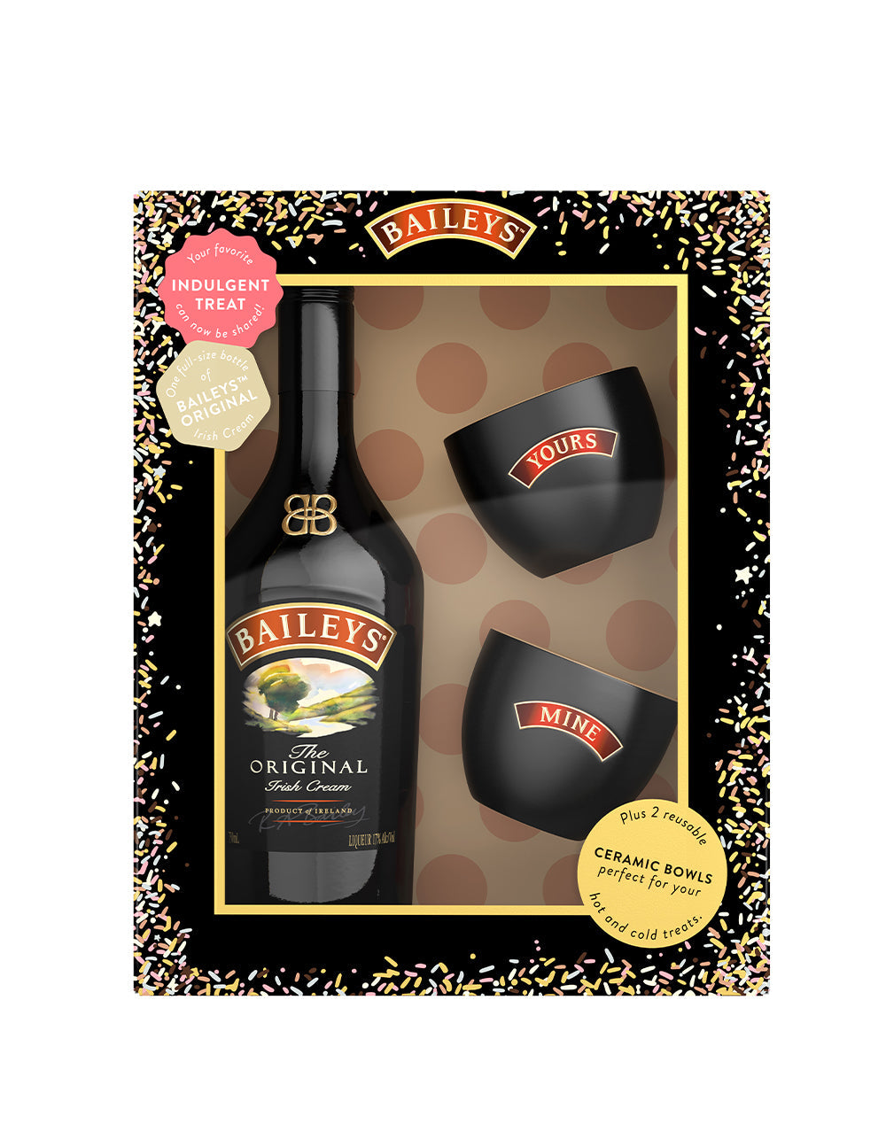 Baileys Original Irish Cream Liqueur with Two Ceramic Bowls