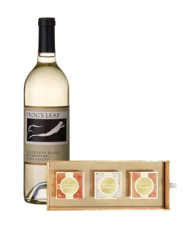 Frog's Leap Sauvignon Blanc Napa Valley with Sugarfina Cheers 3 Piece Candy Bento Box