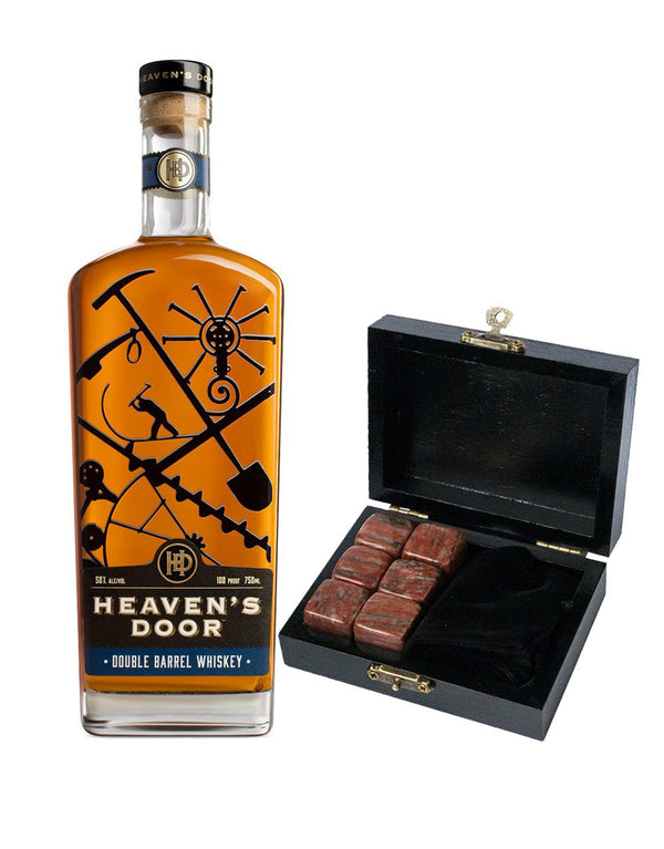 Heaven's Door Double Barrel Whiskey with Branded Whiskey Stones