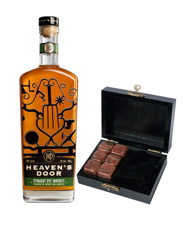 Heaven's Door Straight Rye Whiskey with Branded Whiskey Stones