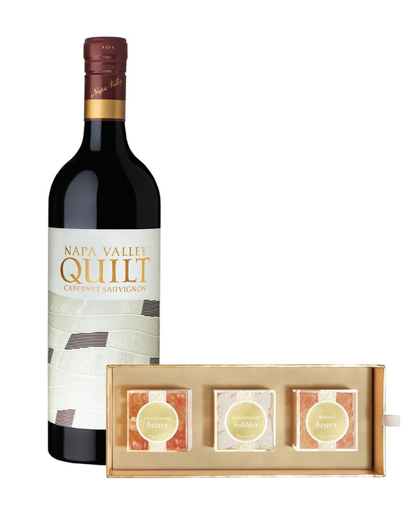 Quilt Napa Cabernet Sauvignon 2017 with Sugarfina Cheers 3 Piece Candy Bento Box