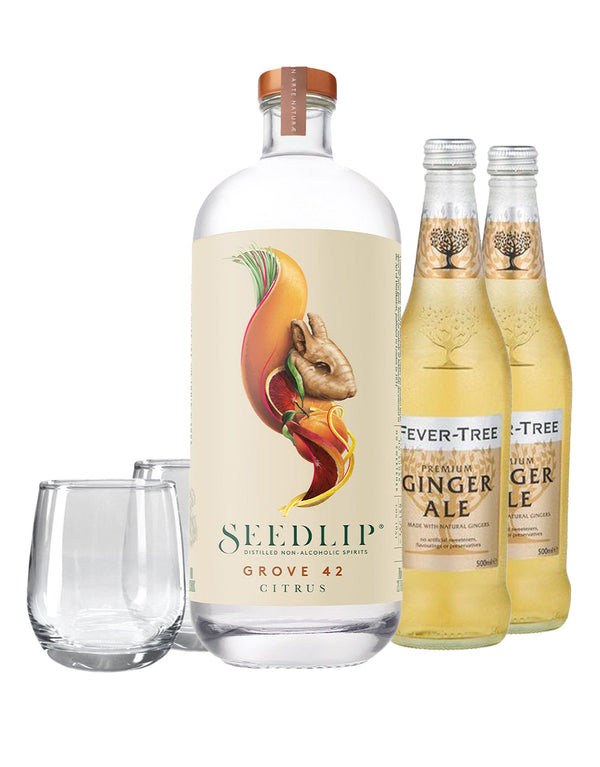 Seedlip Grove 42 with Fever-Tree Ginger Ale and ReserveBar Bar Tumbler (Set of 2)