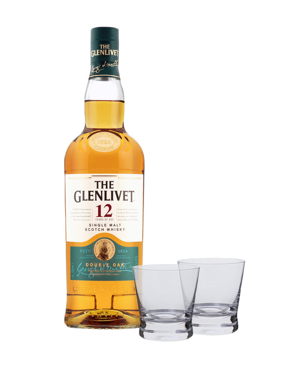 The Glenlivet 12 Year Old with Dartington Bar Excellence Whiskey Glass Set