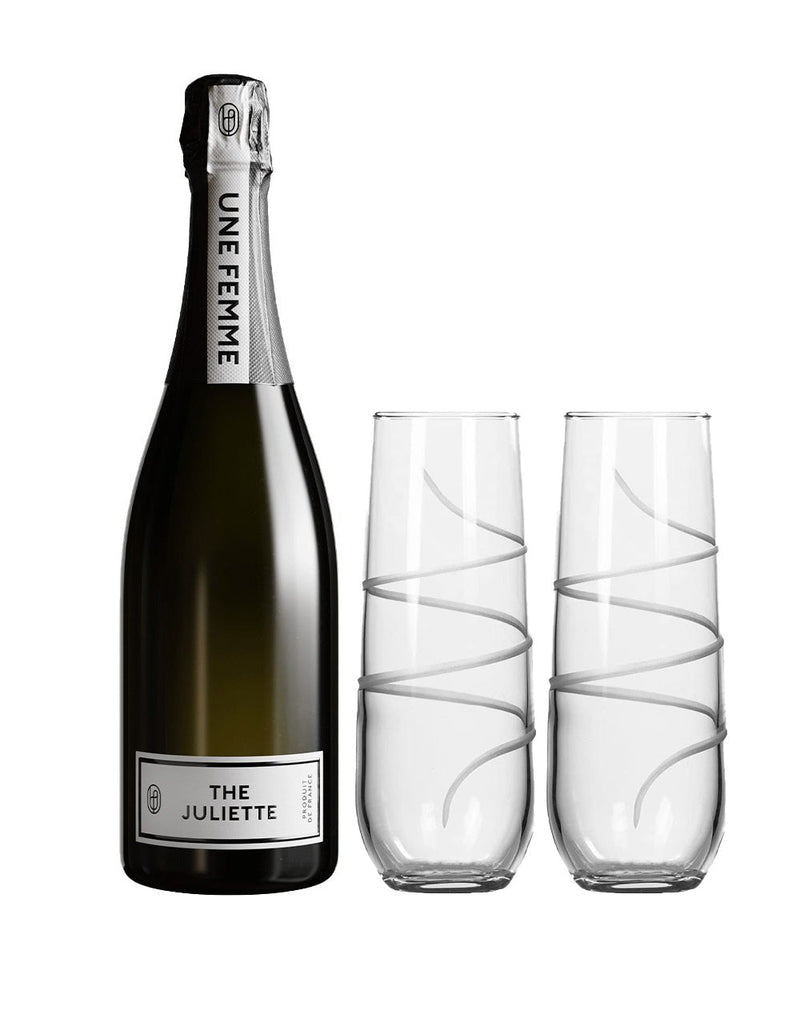 Une Femme the Juliette with Rolf Glass Twist Stemless Flute (Set of 2)
