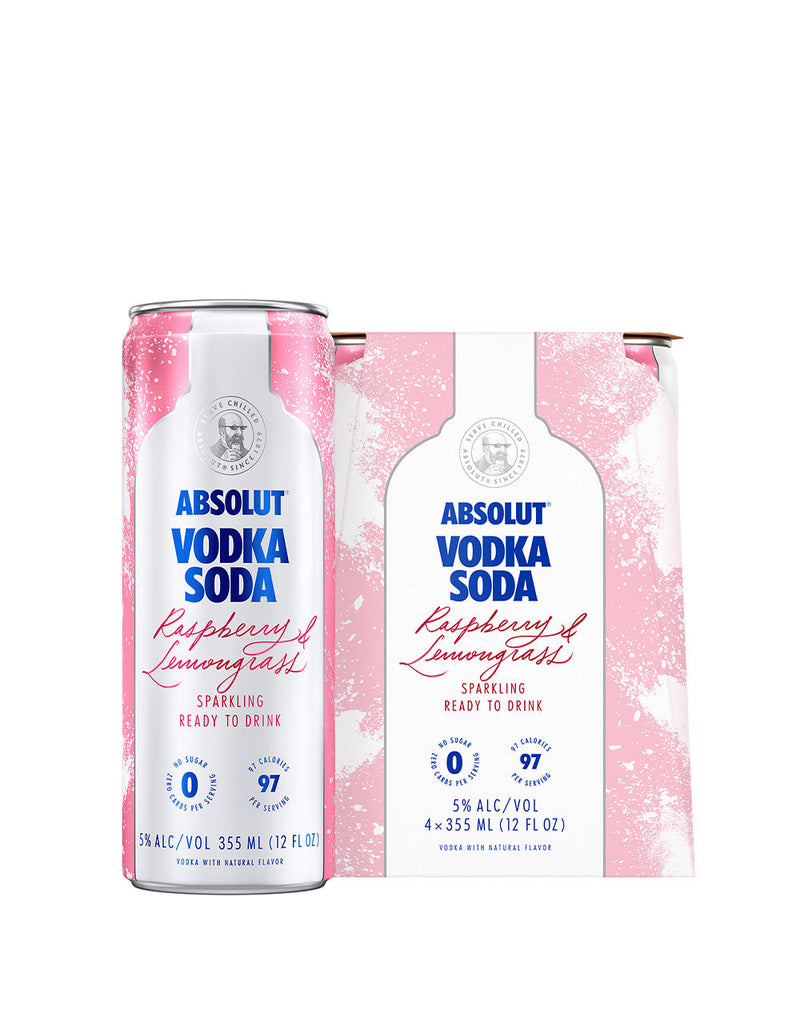 Absolut Vodka Soda Raspberry & Lemongrass (4 pack)