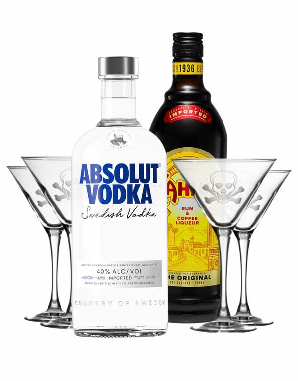 Absolut Vodka with Kahlúa Original and Rolf Skull and Cross Bones Martini (Set of 4)