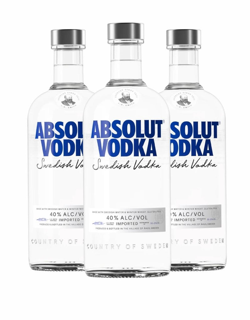 Absolut Original Vodka (3 Bottles)