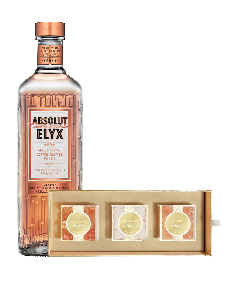 Absolut Elyx 750ml with Sugarfina Cheers 3pc Candy Bento Box