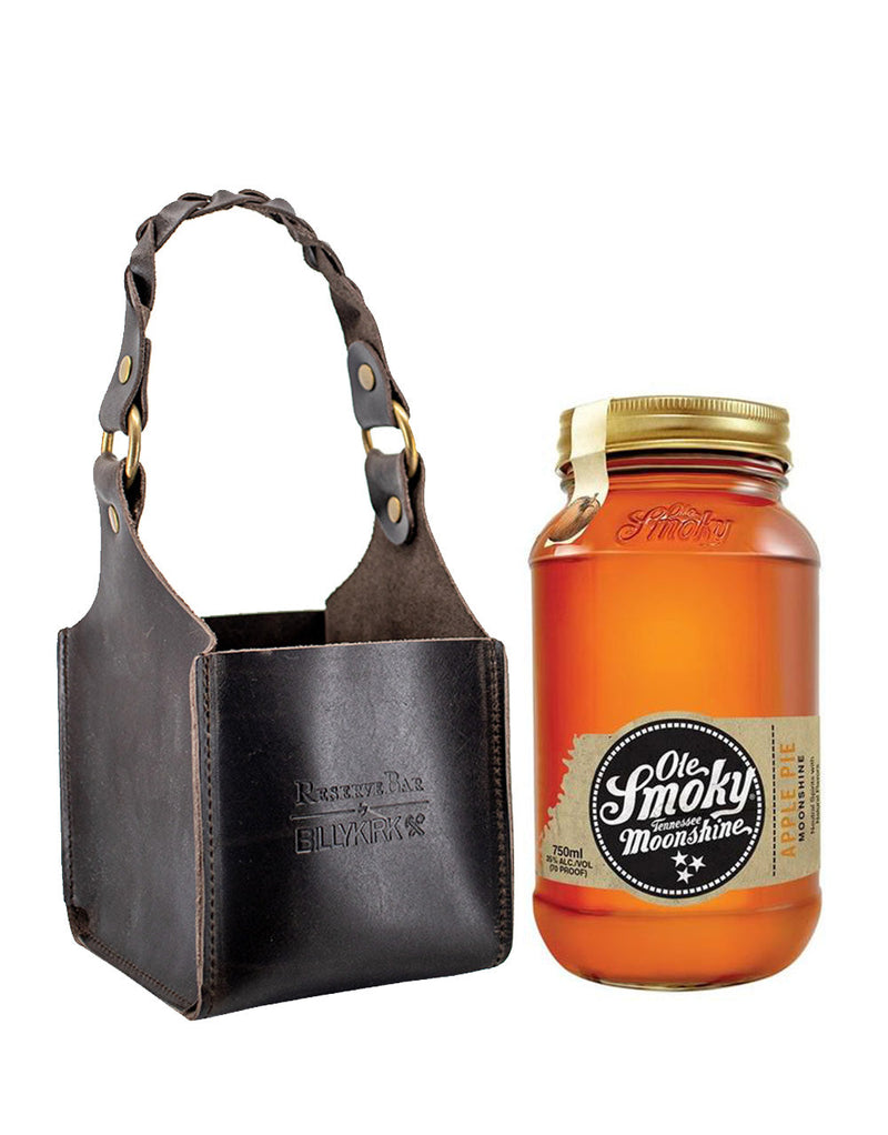 Ole Smoky Apple Pie Moonshine - 70 Proof with Billykirk Square Leather Bottle Holder