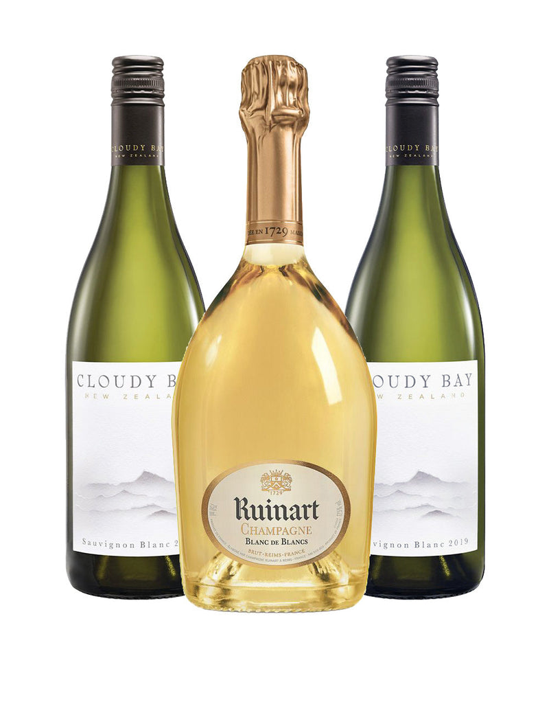 Ruinart Blanc de Blancs with Two Cloudy Bay Sauvignon Blanc 2020 Vintage Bottles