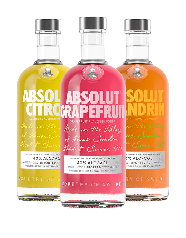 Absolut Citron, Grapefruit & Mandrin (3 Bottles)