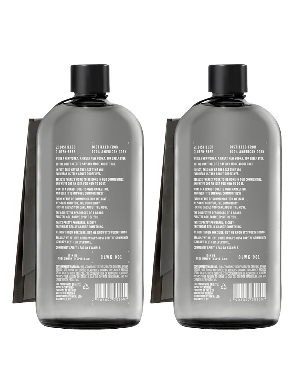 THE COMMUNITY SPIRIT VODKA 2 BOTTLE COLLECTION