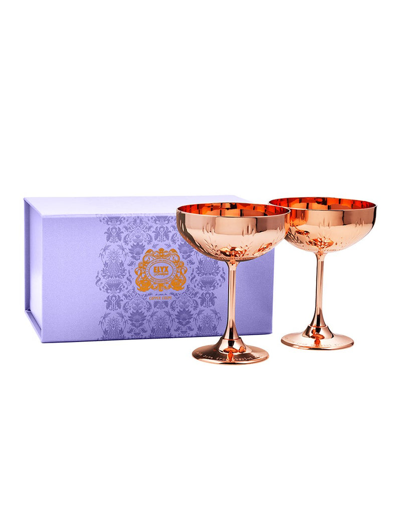 Absolut Elyx - Single Estate Handcrafted Vodka (750ml) with Elyx Copper Cocktail Coupe Gift Set (Set of 2)