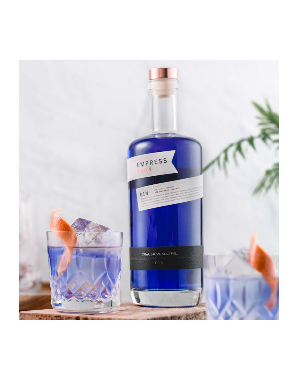Empress 1908 Gin with Sugarfina Watercolor 3 Piece Bento Box & Waterford Markham HiBall (Set of 4)