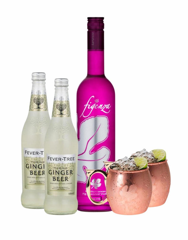 Figenza Mediterranean Fig Vodka with 2 Fever-Tree Ginger Beer and 2 Exclusive Branded Copper Mugs