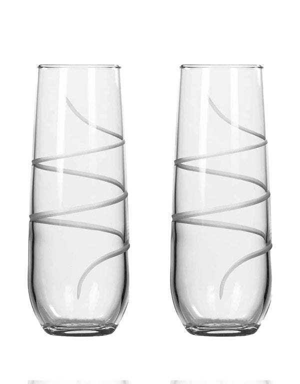 Rolf Glass Twist Stemless Flutes 8.75oz (Set of 2)