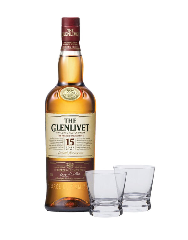 The Glenlivet 15 Year Old with Dartington Bar Excellence Whiskey Glass Set