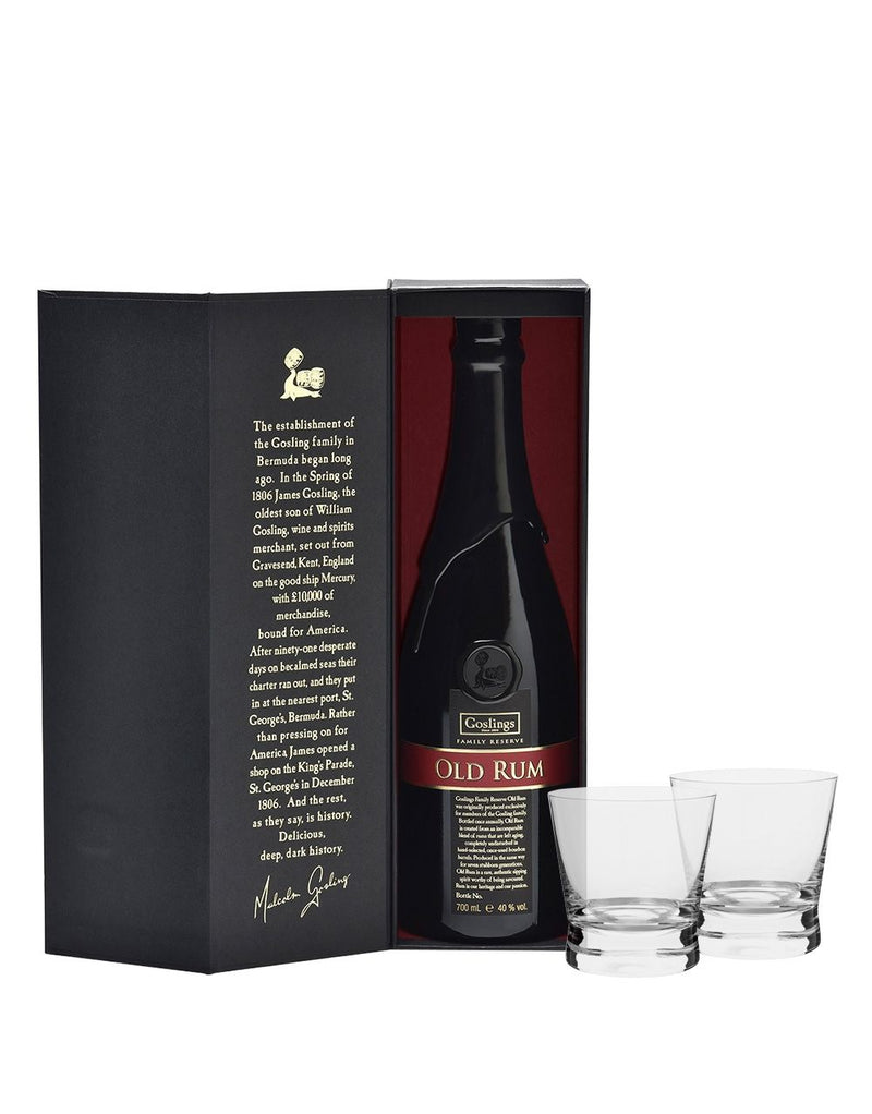 Goslings Family Reserve Old Rum with Dartington Bar Excellence Glasses