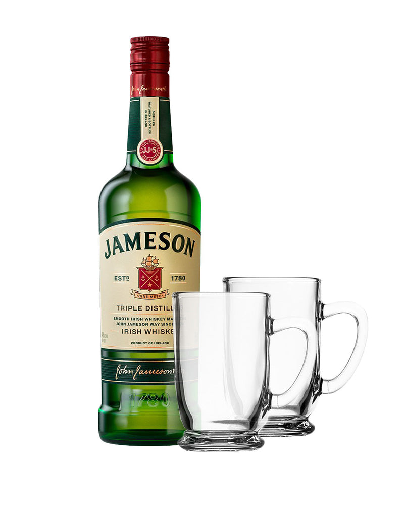 Jameson Irish Whiskey with Rolf Glass Irish Coffee Mug Set of 2