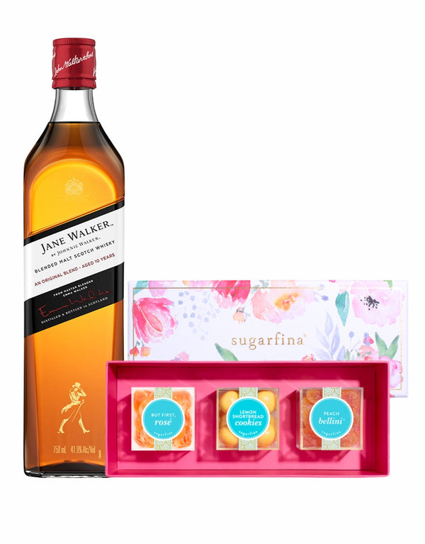 Jane Walker by Johnnie Walker Blended Malt Scotch Whisky with Sugarfina Watercolor 3 Piece Bento Box