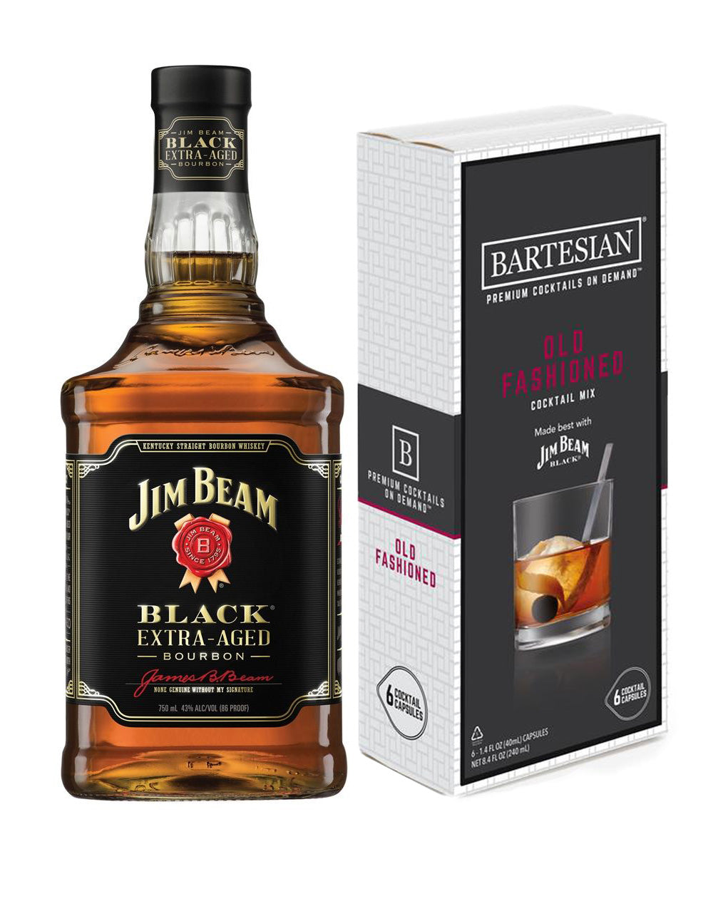 JIM BEAM BLACK BOURBON WHISKEY x Bartesian Old Fashioned Capsules (6 pack)