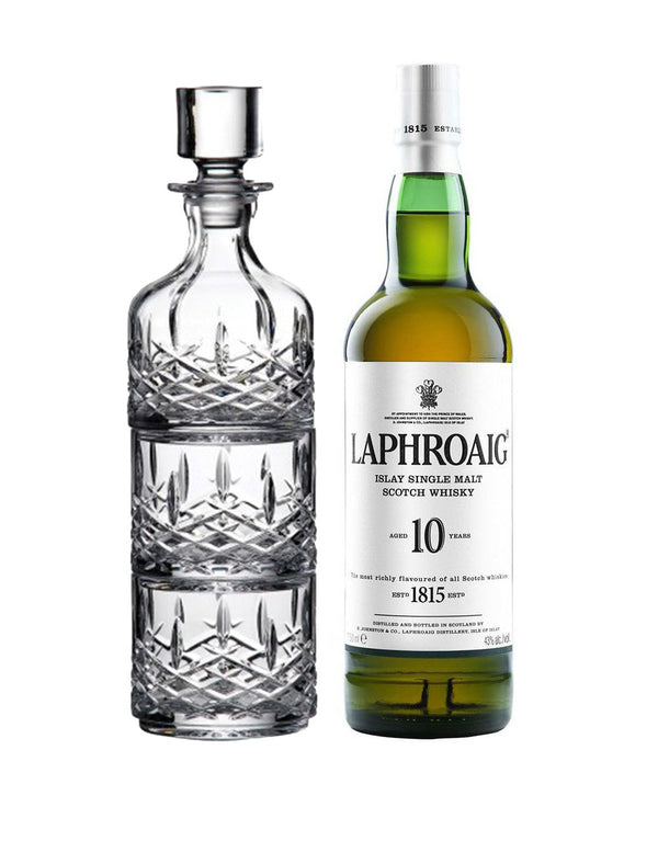 Laphroaig 10 Year Old with Markham by Waterford Stacking Decanter & Tumbler Set