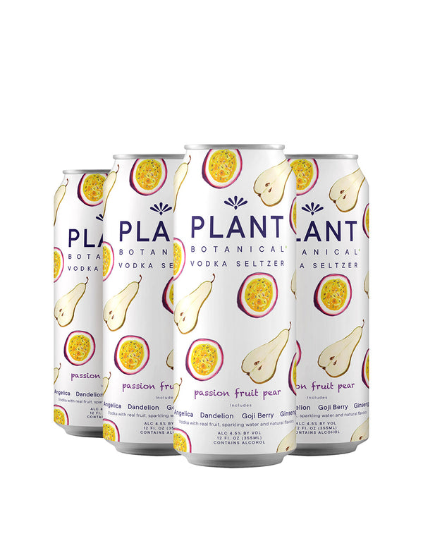 Plant Botanical Passionfruit Pear Premium Vodka Seltzer (Pack of 4)