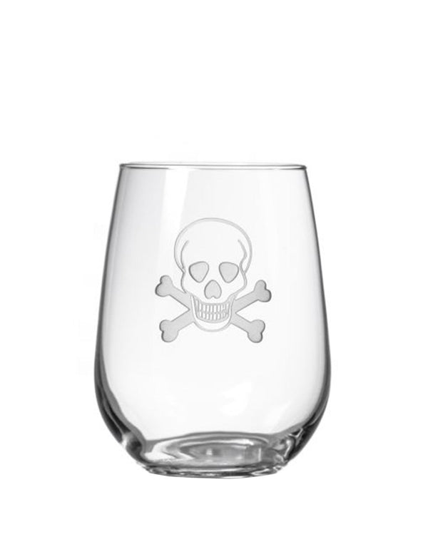 Rolf Skull and Cross Bones Stemless Wine Tumblers (Set of 4)