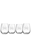 Rolf Skull and Cross Bones Stemless Wine Tumblers (Set of 4)