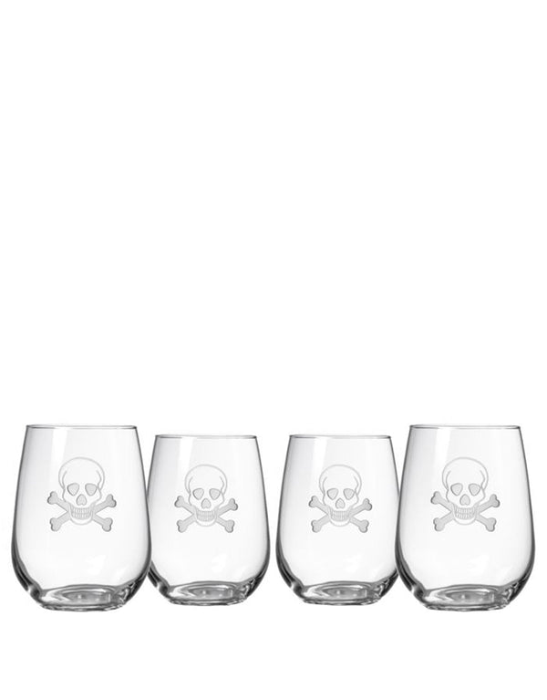 Add on: Rolf Skull and Cross Bones Stemless Wine Tumblers (Set of 4)