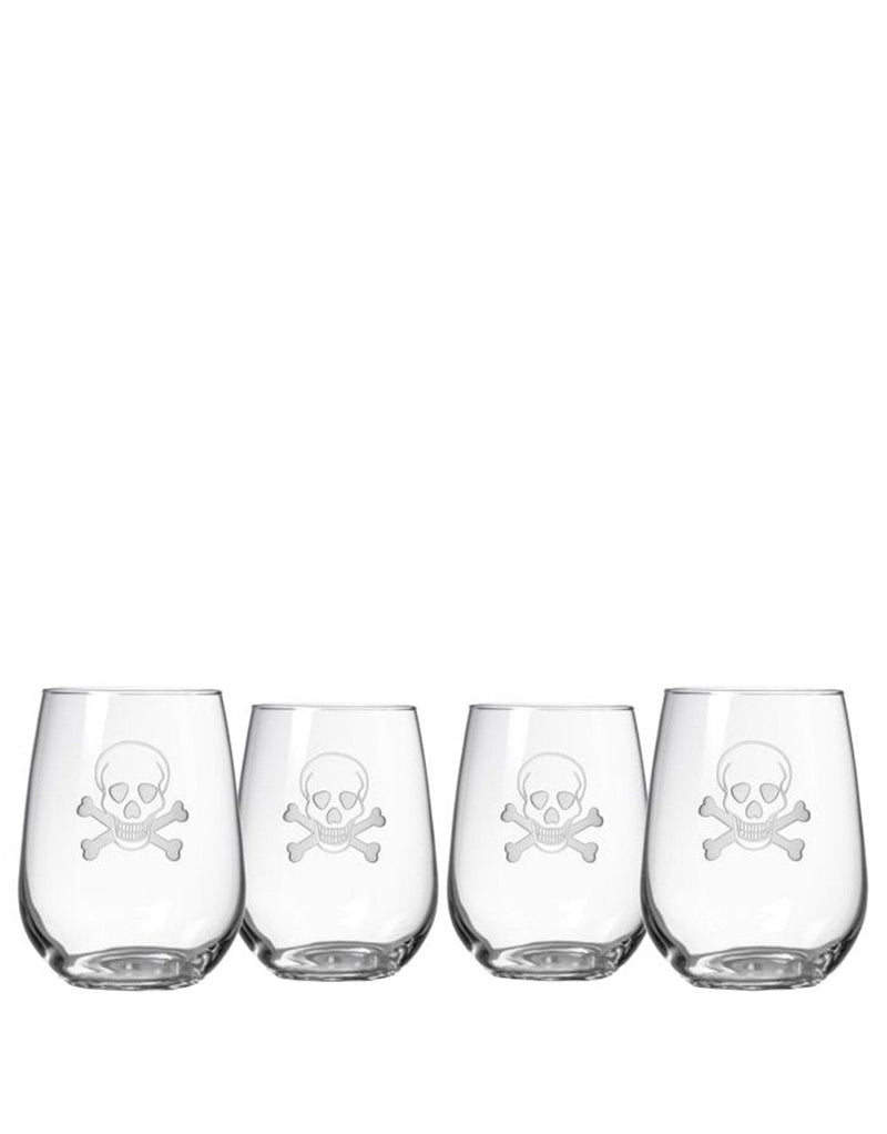 Chateau Lassègue Saint-Émilion Red Blend with Rolf Skull and Cross Bones Stemless Wine Tumblers
