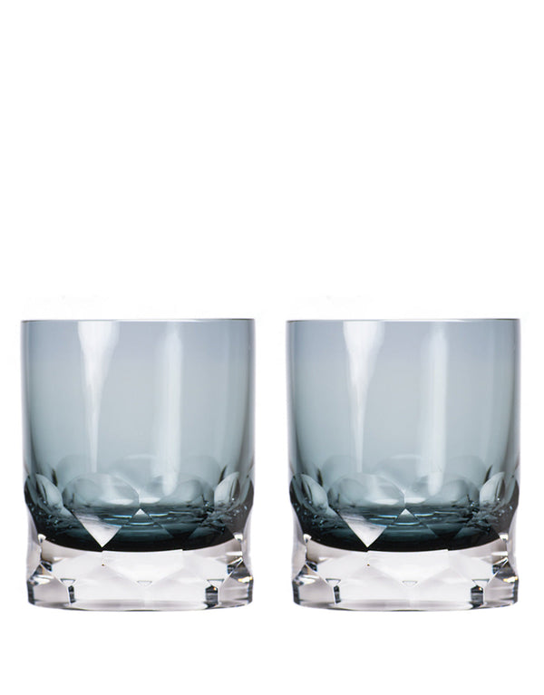 Rolf Glass Vienna Smoky Blue Double Old-Fashioned in Gift Box (Set of 2)