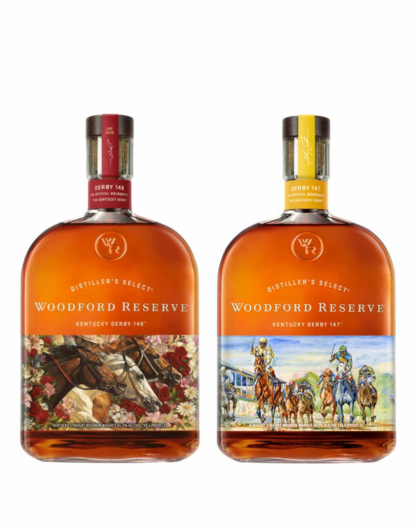 Pre-Order: Woodford Reserve® 2022 Kentucky Derby® 148 Bottle  & Woodford Reserve® 2021 Kentucky Derby® 147 Bottle Collector Set